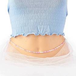 Perline di gioielli, catena del corpo, catena del ventre con perline di semi di vetro, gioielli bikini per donna ragazza, perla rosa, 31-3/8 pollice (79.6 cm)