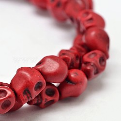 Gefärbt synthetischen Türkis Perlen Stränge, Schädel, rot, 8x6x7 mm, Bohrung: 1 mm, ca. 48~49 Stk. / Strang, 15.3~15.5 Zoll