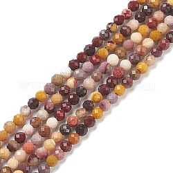 Facettierte runde Perlenstränge aus natürlichem Mookait, 3 mm, Bohrung: 0.5 mm, ca. 132 Stk. / Strang