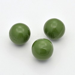 No Hole Spray Painted Brass Round Ball Chime Beads, Fit Cage Pendants, Sea Green, 14mm