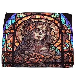 Halloween Theme Skull Pattern Polyester Wall Hanging Tapestry, for Bedroom Living Room Decoration, Rectangle, Colorful, 730x950mm