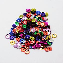 Perles de paillette en plastique, perles de paillettes semi-calottes, le trou central, couleur mixte, 4x0.5mm, Trou: 1mm