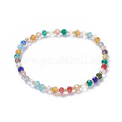 Perles de boulier à facettes en verre galvanisé bracelets extensibles, avec des perles en verre de graine, couleur mixte, 2-1/8 pouce (5.5 cm)