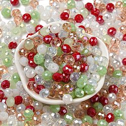 Perles en verre, facette, rondelle, orange foncé, 8x6mm, Trou: 1mm, environ 1210 pcs/500 g