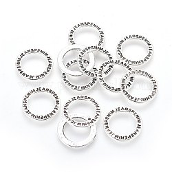 Tibetan Style Alloy Linking Rings, with Word, Antique Silver, Lead Free & Cadmium Free, 14x1.2mm