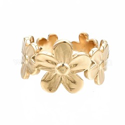304 anneau de manchette ouvert en forme de fleur en acier inoxydable, grosse bague pour femme, or, nous taille 6 3/4 (17.1mm)