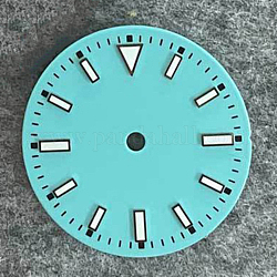 Bagliore luminoso nel quadrante dell'orologio in ottone scuro, rotondo e piatto, turchese, 29mm