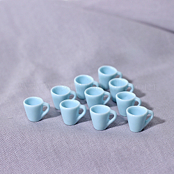 Ornements miniatures de tasse de thé en résine, accessoires de maison de poupée de jardin paysager micro, faire semblant de décorations d'accessoires, lumière bleu ciel, 16x13mm, 10 pcs / Set.