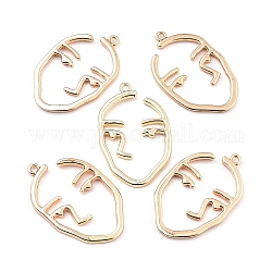 Alloy Pendants, Long-Lasting Plated, Face, Golden, 40x25.5x2mm, Hole: 2mm