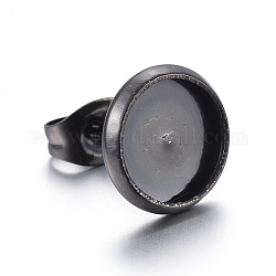 Monture en acier inoxydable, plat rond, électrophorèse noir, plateau: 8 mm, 10 mm, broche: 0.7 mm