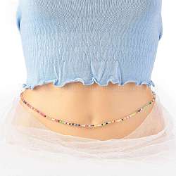 Perlas de la cintura de la joyería, cadena del cuerpo, cadena de vientre con cuentas de semillas de vidrio, joyas de bikini para mujer niña, colorido, 31-3/8 pulgada (79.6 cm)