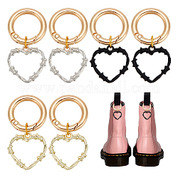 NBEADS 6 Pcs Heart Shoe Charms, 3 Colors Hollow Heart Shoe Decoration Pendant Heart Shape Shoe Charm with Spring Ring for Birthday Gift Christmas Valentine Ornaments Shoe Decor