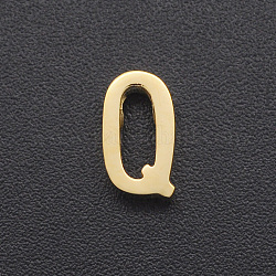 201 charms in acciaio inox, per realizzare semplici collane, Taglio laser, lettera, oro, letter.q, 9x5x3mm, Foro: 1.8 mm