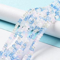 Glass Beads Strands, Faceted, Rondelle, Royal Blue, 4x3mm, Hole: 0.4mm, about 123~127pcs/strand, 15.75~16.5 inch(40~42cm)