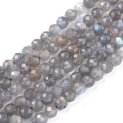 Brins de perles de pierre de lune arc-en-ciel naturel, ronde, facette, 4mm, Trou: 0.7mm, Environ 90~100 pcs/chapelet, 15.35 pouce (39 cm)