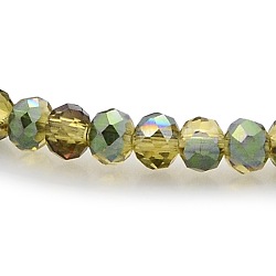 Fili di perline in vetro rondelle sfaccettate mezzo arcobaleno, oliva, 3.5x2.5mm, Foro: 1 mm, circa 100pcs/filo, 10 pollice