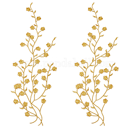 綿刺繍飾りアクセサリー  アップリケ  花  ゴールド  450~470x1mm