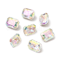 K5 cabujones de cristal de rhinestone, puntiagudo espalda y dorso plateado, facetados, Rectángulo, colorido, 6x8x5mm