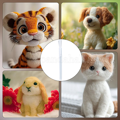 GARVALON Bigotes de animales realistas para ocio creativo, 12 Cm, blanco fino y suave, accesorio de fieltro con aguja, estimulación creatividad, para niños y niñas, bricolaje animales