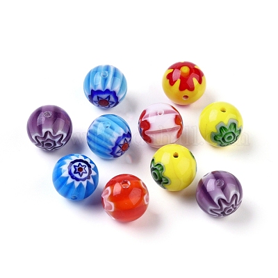 Handgemachte Millefiori Glas runde Perlen&nbsp;X-LAMP-J038-12mm-M-1