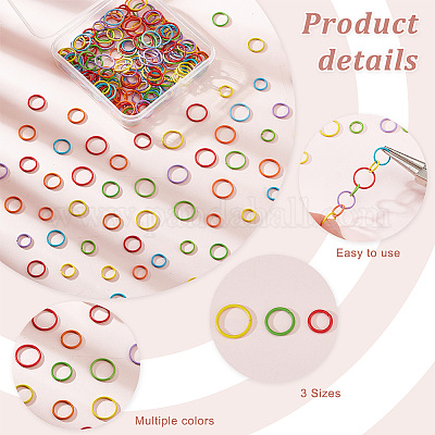 Wholesale PH PandaHall 270Pcs 6 Colors 8.4/10/12.2mm Jump Rings 