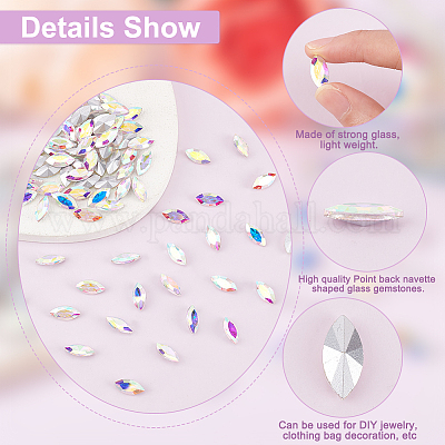 Wholesale FINGERINSPIRE 94 Pcs Pointed Back Rhinestone 6 Sizes Glass  Rhinestones Gems AB Color Horse Eye Jewels Embelishments with Silver Plated  Back Crystals Stones Gem Stones for Crafts Jewelry Making 