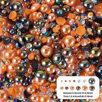 Cabochons demi-ronds en plastique ABS&nbsp;FIND-TAC0038-08B-1