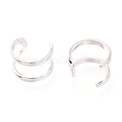 Pendientes de puño de plata de ley chapados en rodio antideslustre de 925 pieza&nbsp;EJEW-H124-11P-1