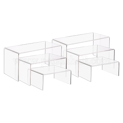 Jewelry Display Riser Shelf Showcase Fixtures 3 Sizes A 2 Sets Clear Acrylic Display Risers 