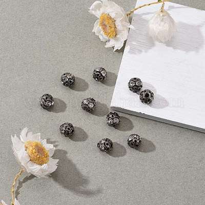 Messing Legierung Strass Perlen&nbsp;X-RB-A011-6mm-01B-1