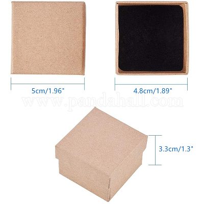 NBEADS 24PCS Kraft Brown Square Cardboard Jewelry Ring Boxes Paper Retail... 