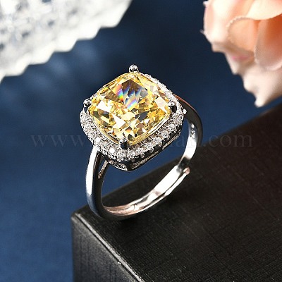 Anillo ajustable de plata de ley con micropavé de circonita cúbica