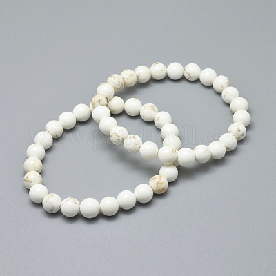 Bracciali elasticizzati con perline di magnesite naturale&nbsp;BJEW-K212-C-008-1
