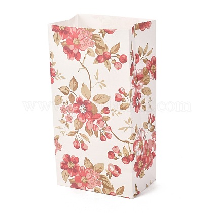 花柄の紙袋が付いている長方形 ハンドルなし ギフト フードバッグ用 インディアンレッド 23x12x0 1cm 展開 23x12x7 5cmの通販 Jp Pandahall Com