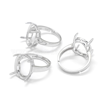 Componentes del anillo de dedo de plata de ley 925 ajustables STER-E061-24A-P-1