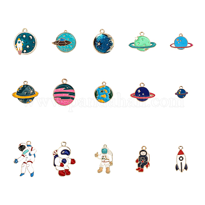 Nbeads亜鉛合金ペンダント エナメル 宇宙飛行テーマ 混合図形 ライトゴールド 7 4x7 2x1 7センチメートル 30pcs 箱の通販 Jp Pandahall Com
