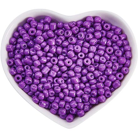 FINGERINSPIRE 1600pcs 6/0 Glass Seed Beads Opaque Color Loose Beads 4mm Pony Beads(DarkViolet) for DIY Craft Bracelet Necklace Jewelry Making(6OZ) SEED-OL0002-09-4mm-09-1