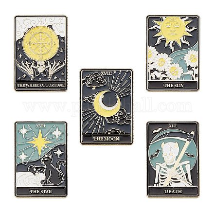Sunnyclue 5 piezas 5 estilo moda tarot tarjeta esmalte pines JEWB-SC0001-20-1