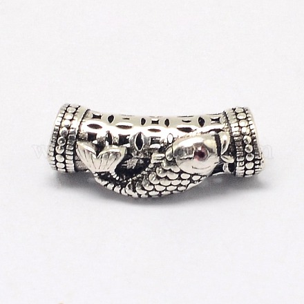 Vintage Thai Sterling Silber gebogenen Rohr Perlen STER-L009-340-1