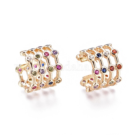 Brass Micro Pave Cubic Zirconia Cuff Earrings EJEW-I249-10G-1