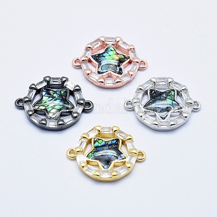 Eco-Friendly Brass Micro Pave Cubic Zirconia Pentacle Links RB-I078-48-NR-1
