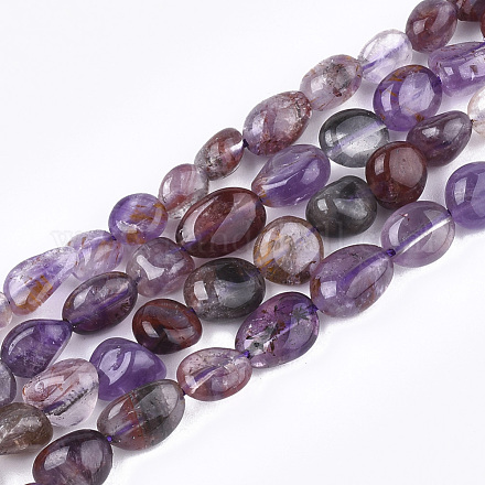 Fili di perle di quarzo rutilato viola naturale G-T108-22A-1