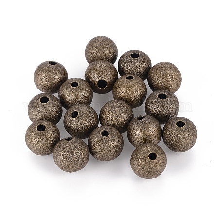 10mm antike Bronze Runde Spacer Messing strukturierte Perlen X-EC226-NFAB-1