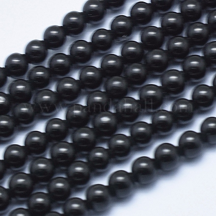 Natürliche schwarze Turmalin Perlen Stränge G-E444-27-4mm-1