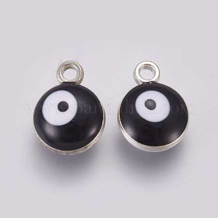 Double-sided Platinum Plated Alloy Enamel Charms ENAM-WH0046-B04-1