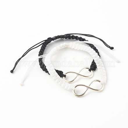 Conjuntos de pulseras de cordón trenzado de cordón de nylon ajustable BJEW-JB06215-1