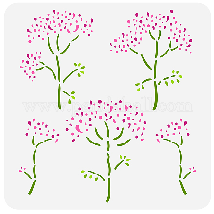 FINGERINSPIRE Achillea Painting Stencil 11.8x11.8inch Reusable Yarrow Drawing Template DIY Craft Spring Nature Flower Stencil for Wall Decoration Plants Stencil for Wood Furniture Fabric Painting DIY-WH0391-0048-1