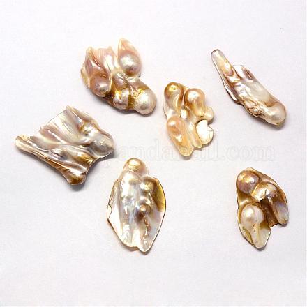 Pendentifs naturels de perles de keshi PEAR-Q005-05-1
