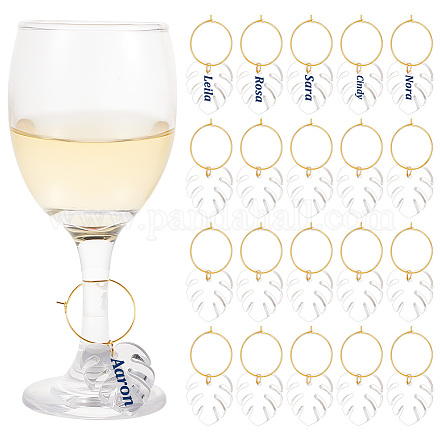 Ciondoli per bicchiere di vino in foglia acrilica trasparente AJEW-AB00117-1