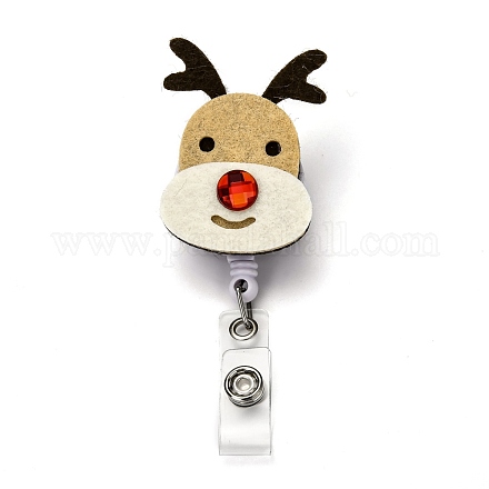 Porta badge natalizio in feltro/cervo/renna/cervo e plastica abs AJEW-I053-09-1